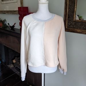 Madewell MWL Airyterry Colorblock Crop Sweatshirt Women's XL Cream Peach 16